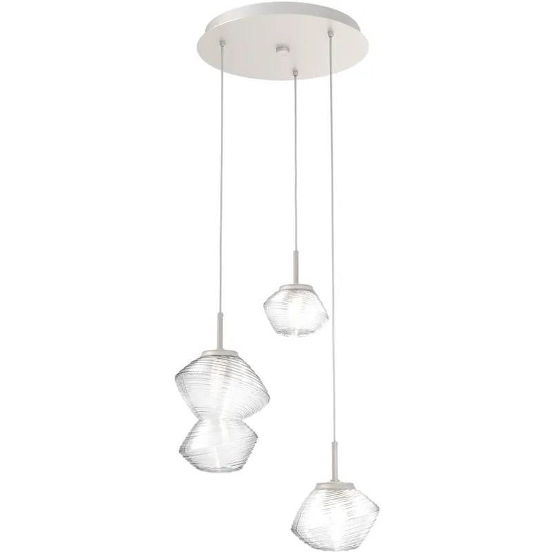 Mesa LED Beige Silver Chandelier Ceiling Light, Multi-Port Round