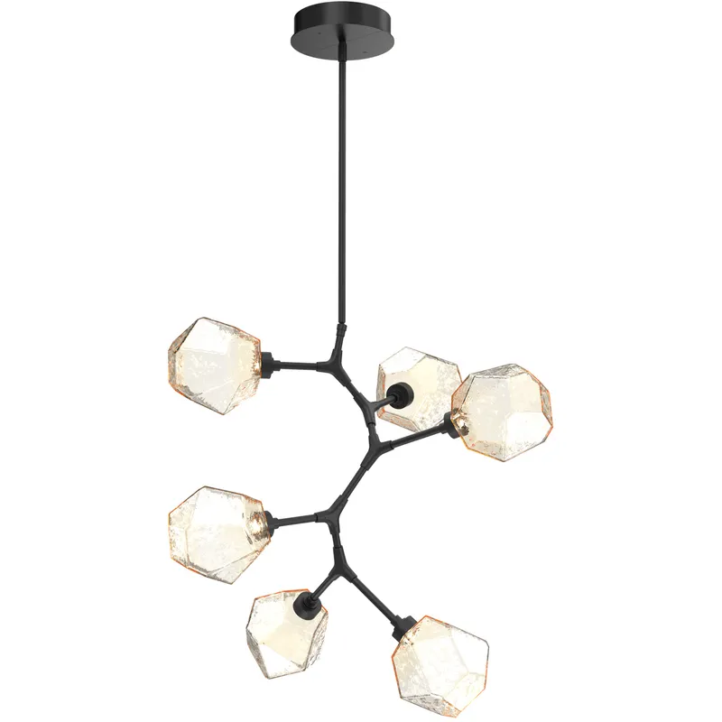 Gem LED 30 inch Matte Black Chandelier Ceiling Light in 3000K LED, Amber, Modern Vine