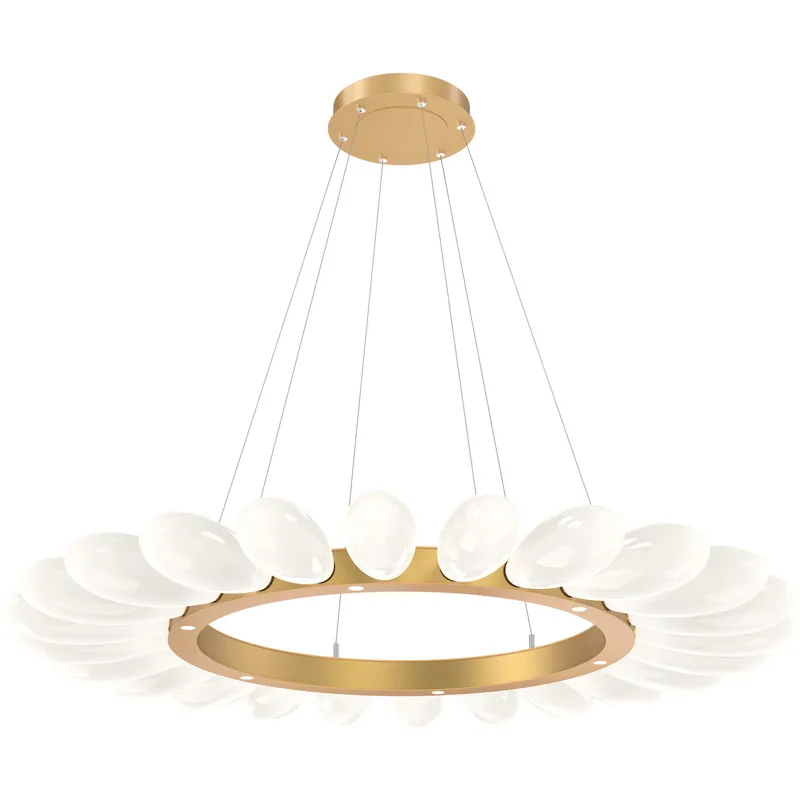 Fiori LED Gilded Brass Chandelier Ceiling Light, Radial Ring