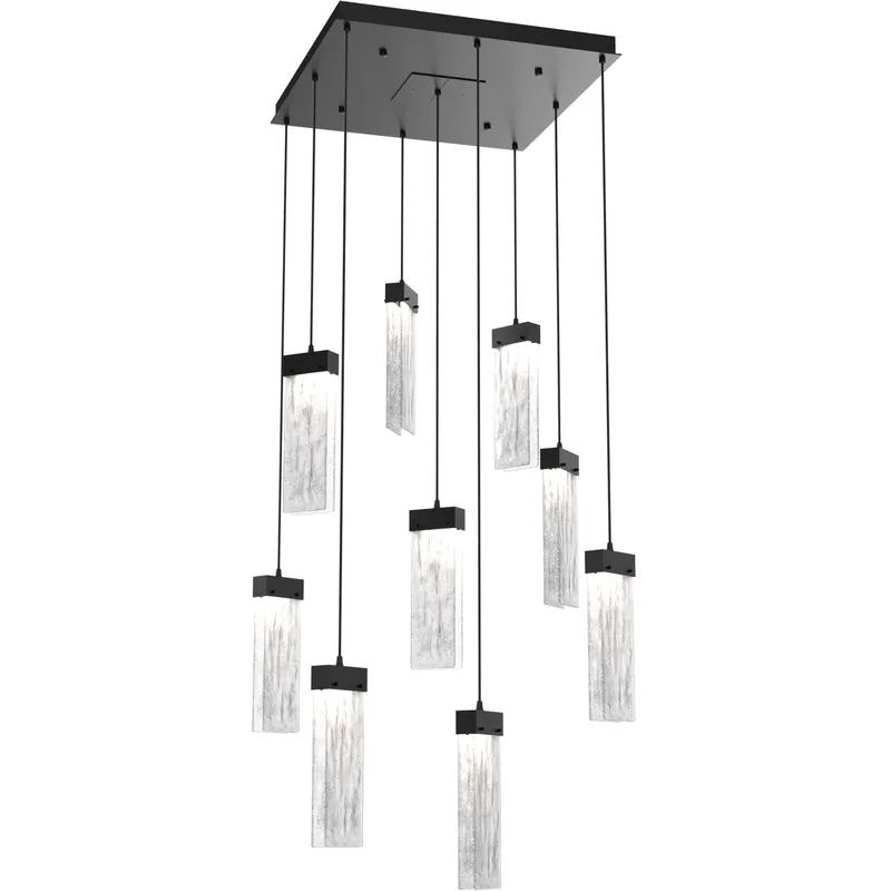 Parallel LED 26 inch Matte Black Chandelier Ceiling Light in Clear Granite, 2700K LED, Square Multi-Port