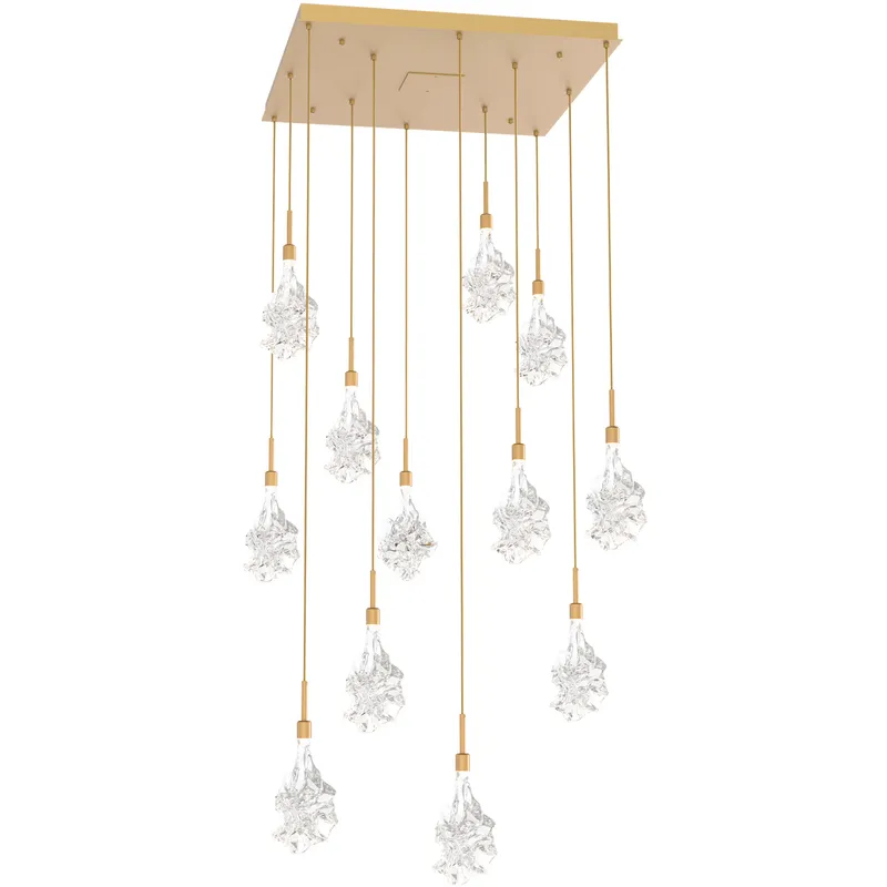 Blossom LED Gilded Brass Chandelier Ceiling Light, Multi-Port