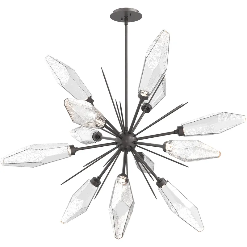 Rock Crystal LED 38.1 inch Graphite Chandelier Ceiling Light in 3000K LED, Chilled Clear, Starburst