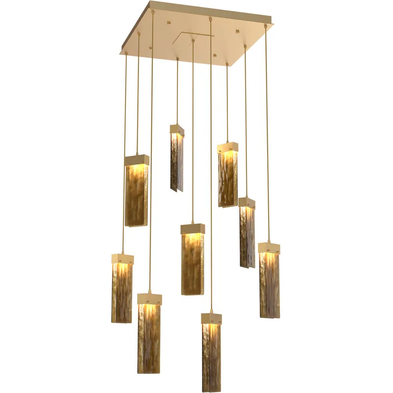 Parallel LED 26 inch Gilded Brass Chandelier Ceiling Light in 3000K LED, Bronze Granite, Square Multi-Port