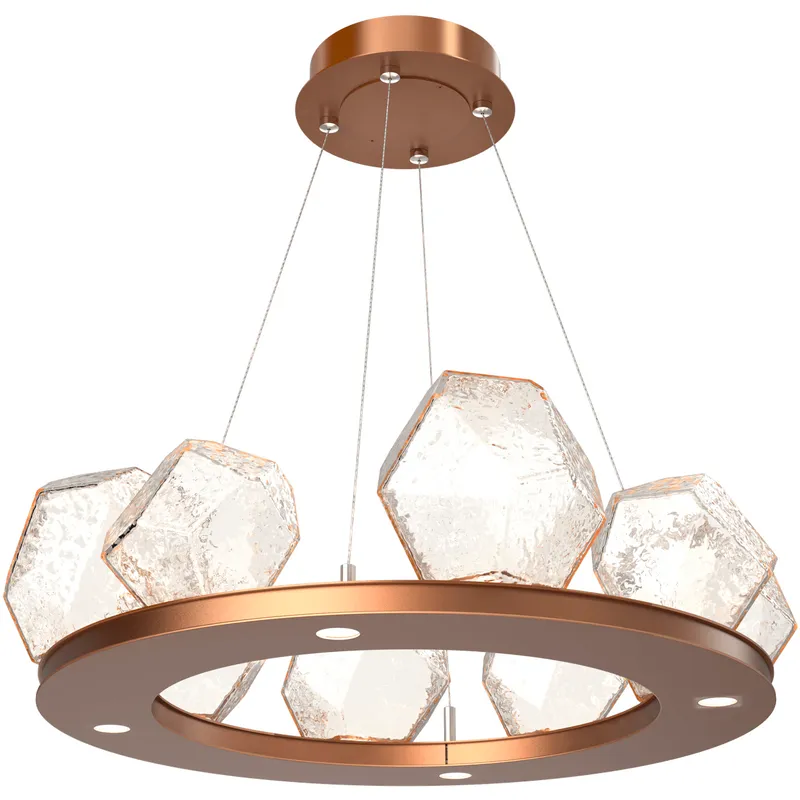 Gem LED 27.4 inch Novel Brass Chandelier Ceiling Light in 3000K LED, Amber, Ring