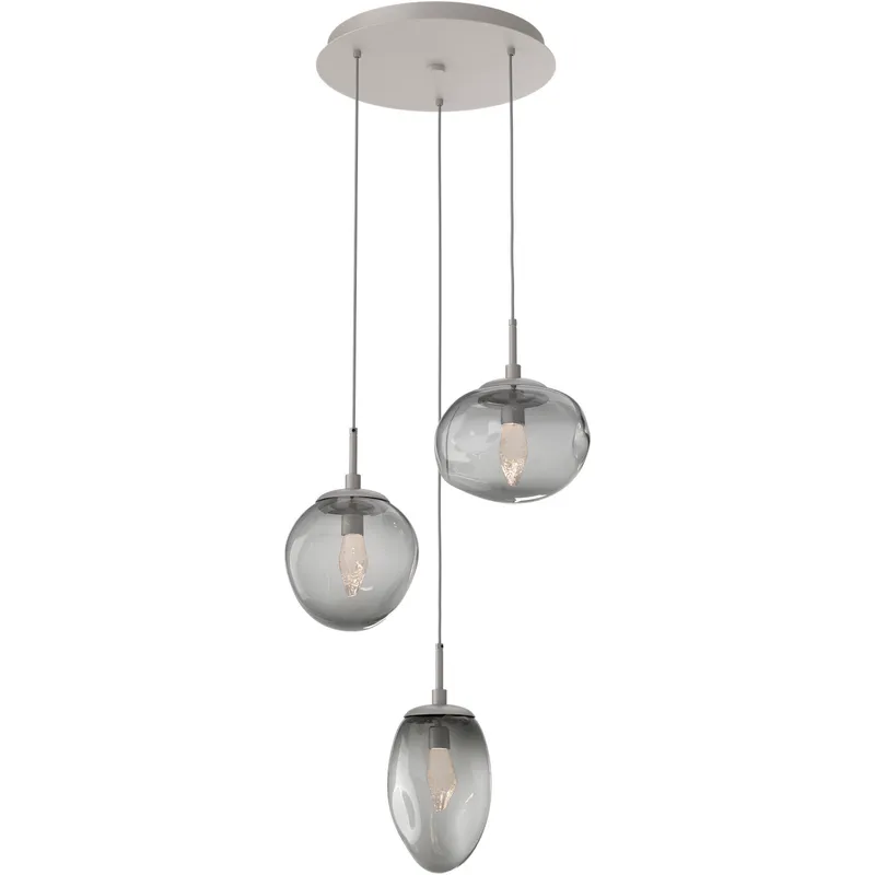 Cosmos LED LED 22.3 inch Beige Silver Chandelier Ceiling Light in Clear Geo Inner with Smoke Cosmos Outer, Metallic Beige Silver, 2700K LED, Round Multi-Port