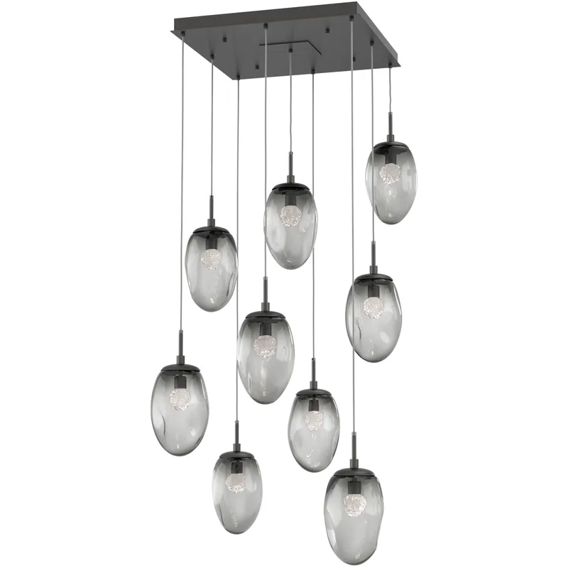 Meteo LED LED Graphite Chandelier Ceiling Light, Square Multi-Port