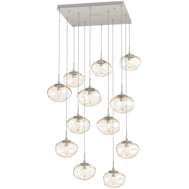 Nova LED LED Beige Silver Chandelier Ceiling Light, Square Multi-Port