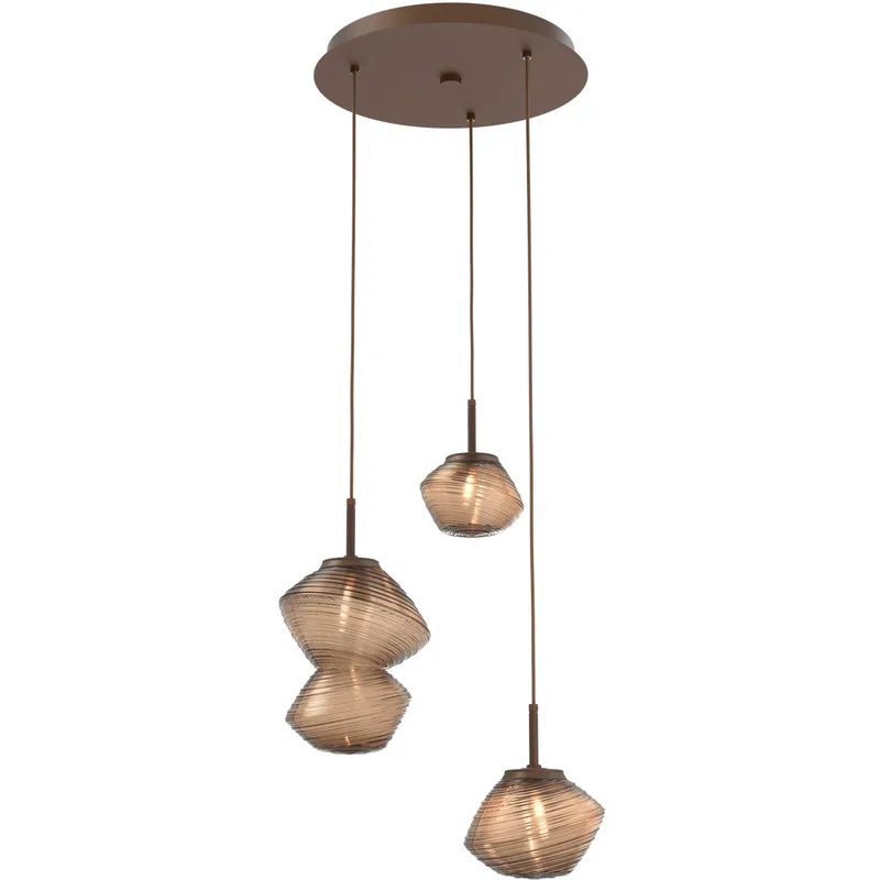 Mesa LED Flat Bronze Chandelier Ceiling Light, Multi-Port Round