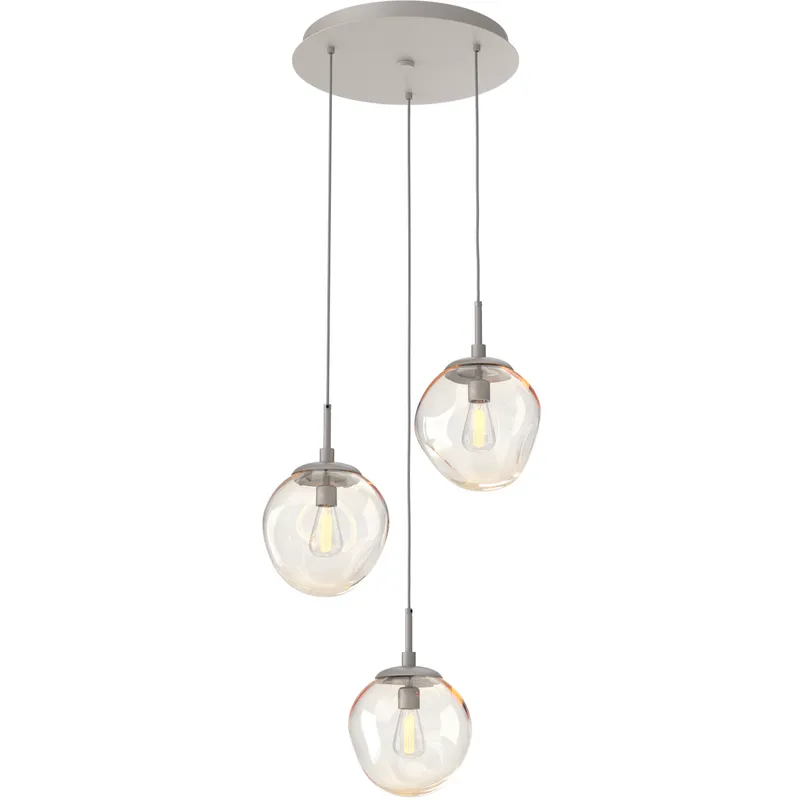 Aster Incandescent 3 Light Beige Silver Chandelier Ceiling Light, Round Multi-Port