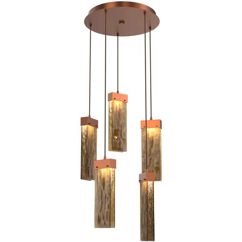 Parallel LED 18.6 inch Burnished Bronze Chandelier Ceiling Light in 3000K LED, Bronze Granite, Round Multi-Port