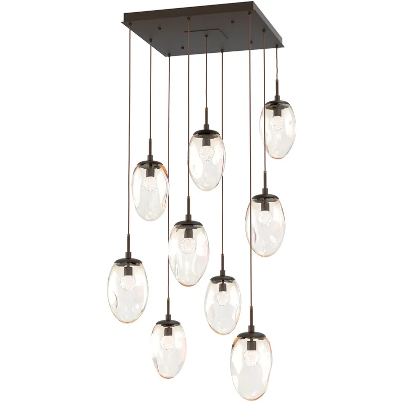 Meteo LED LED Flat Bronze Chandelier Ceiling Light, Square Multi-Port