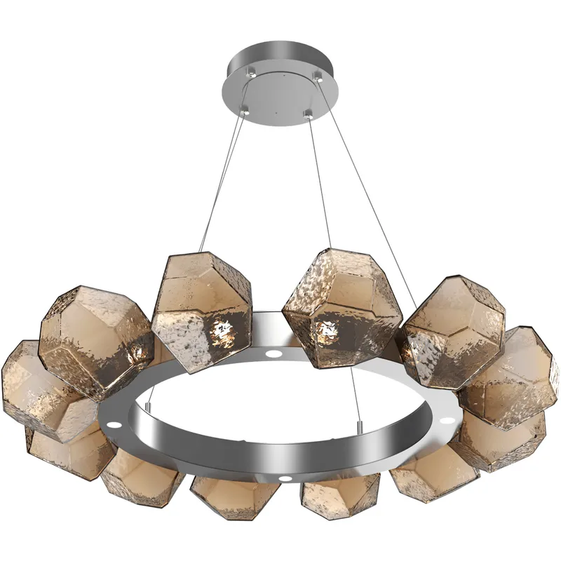 Gem LED 36 inch Classic Silver Chandelier Ceiling Light in Bronze, 2700K LED, Radial Ring