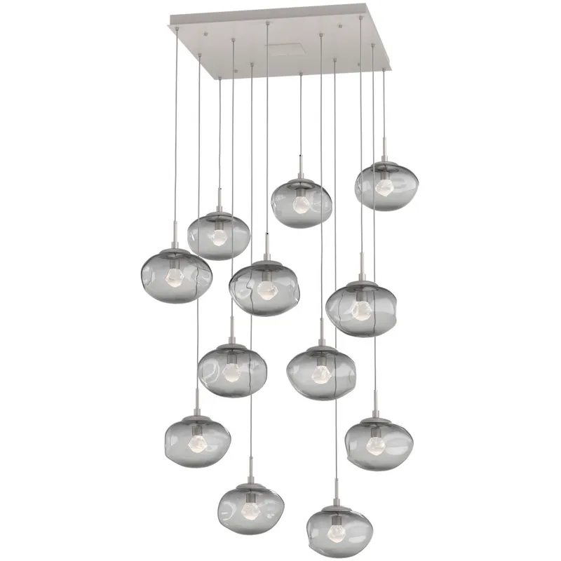 Nova LED LED Beige Silver Chandelier Ceiling Light, Square Multi-Port