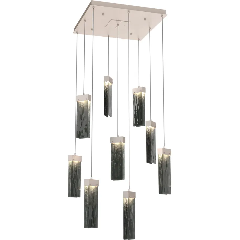 Parallel LED 26 inch Beige Silver Chandelier Ceiling Light in Metallic Beige Silver, Smoke Granite, 2700K LED, Square Multi-Port