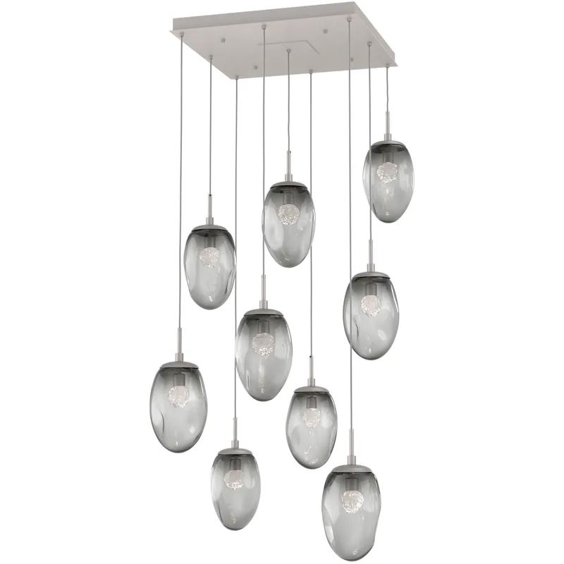 Meteo LED LED Beige Silver Chandelier Ceiling Light, Square Multi-Port