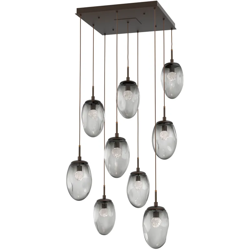 Meteo LED LED Flat Bronze Chandelier Ceiling Light, Square Multi-Port