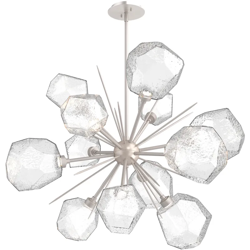 Gem LED 38.4 inch Beige Silver Chandelier Ceiling Light in 3000K LED, Metallic Beige Silver, Clear, Starburst