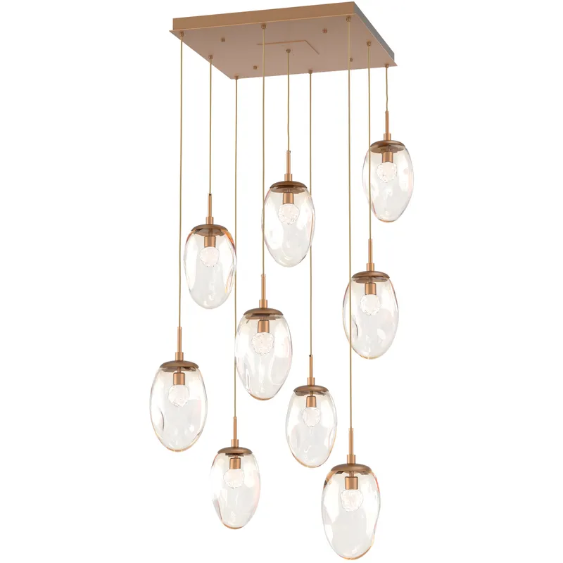 Meteo LED LED Novel Brass Chandelier Ceiling Light, Square Multi-Pendant