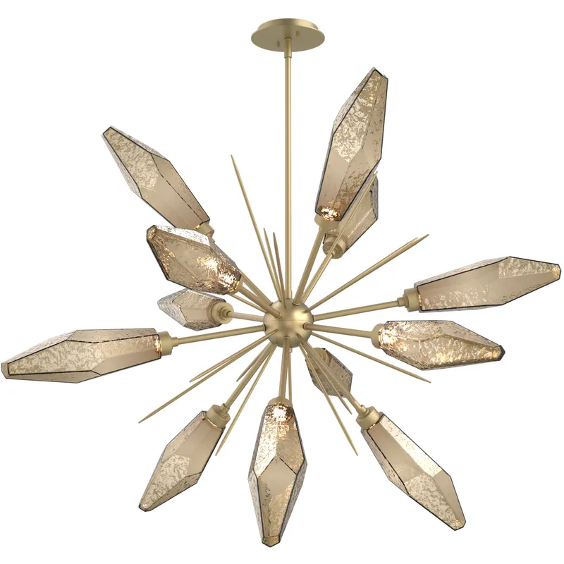 Rock Crystal LED 38.1 inch Gilded Brass Chandelier Ceiling Light in Chilled Bronze, 2700K LED, Starburst