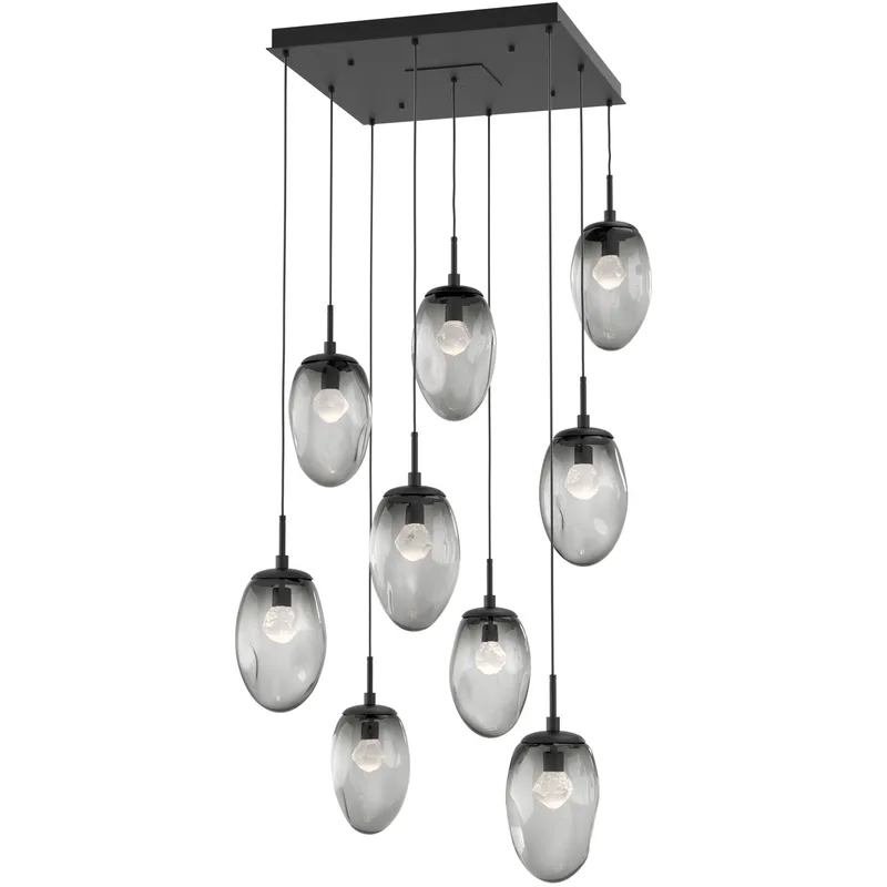 Meteo LED LED Matte Black Chandelier Ceiling Light, Square Multi-Port