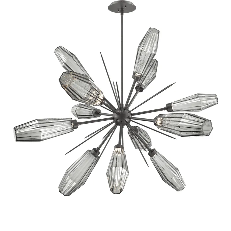 Aalto LED 37.7 inch Graphite Chandelier Ceiling Light in 3000K LED, Optic Rib Smoke, Starburst