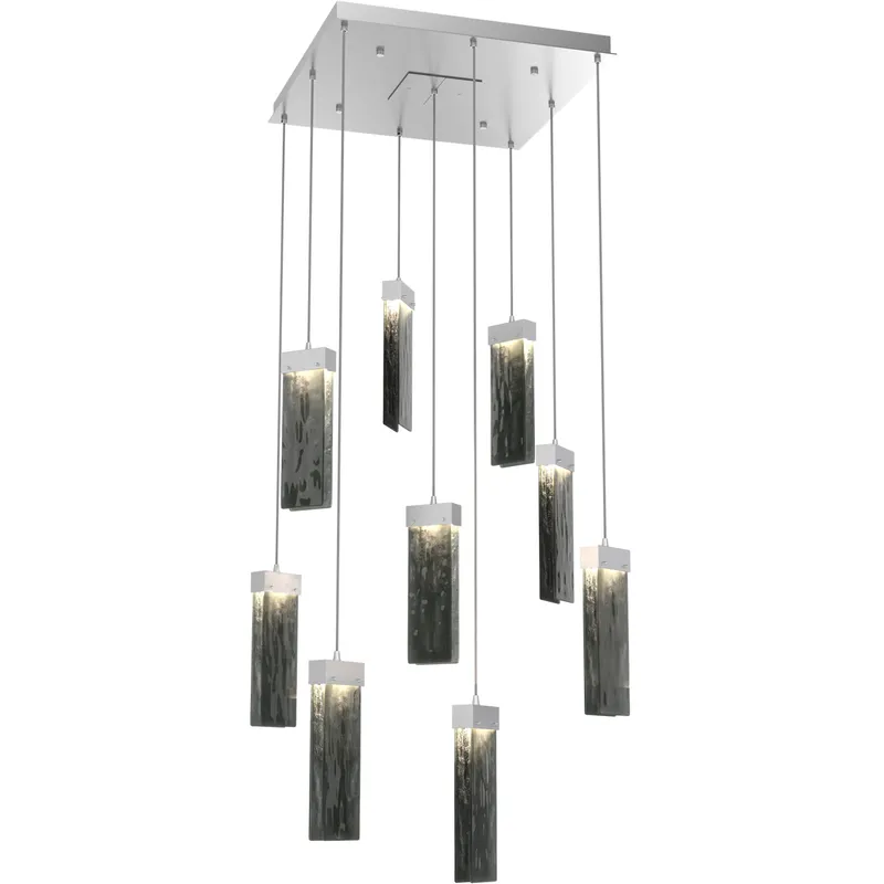Parallel LED 26 inch Classic Silver Chandelier Ceiling Light in 3000K LED, Smoke Granite, Square Multi-Port