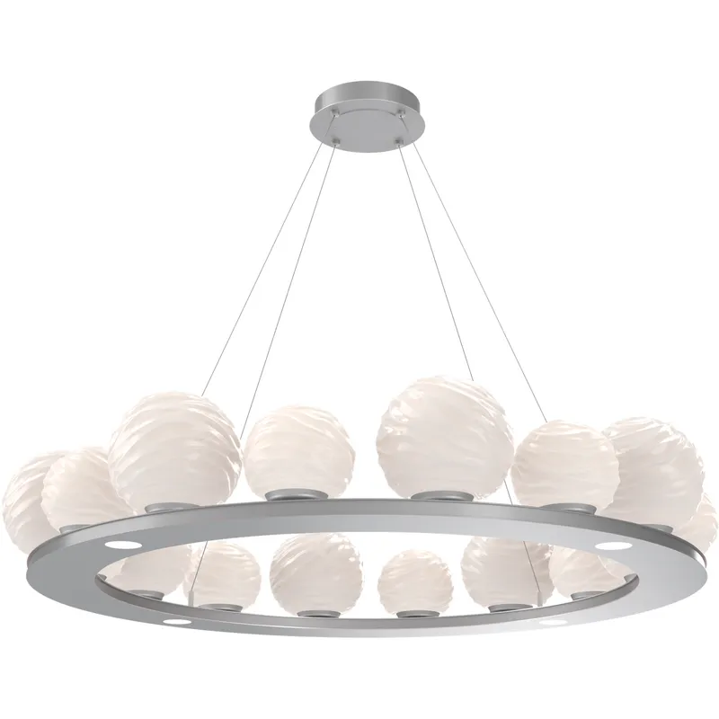 Gaia LED Classic Silver Multi-Pendant Ceiling Light in 3000K LED, Opal White