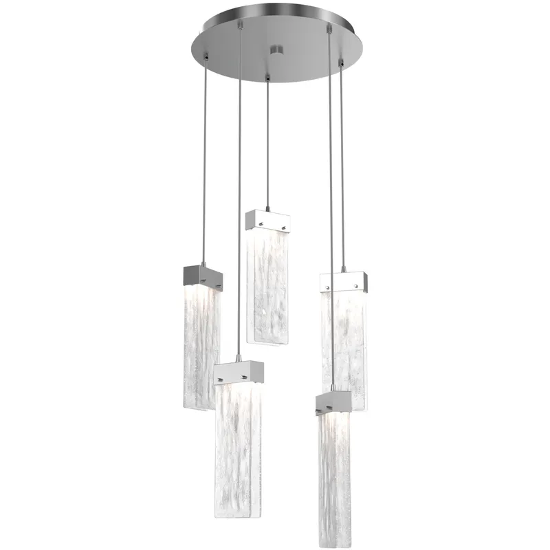 Parallel LED 18.6 inch Classic Silver Chandelier Ceiling Light in 3000K LED, Clear Granite, Round Multi-Port