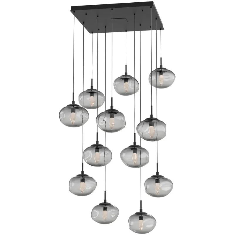 Nova LED LED Matte Black Chandelier Ceiling Light, Square Multi-Port