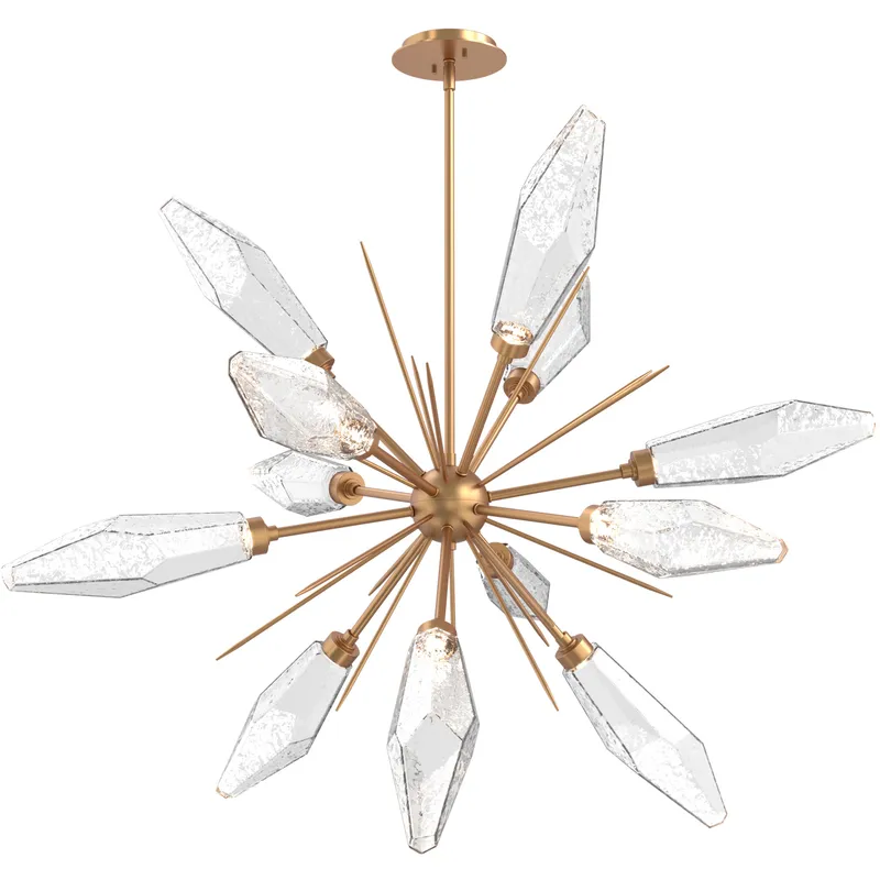 Rock Crystal LED 38.1 inch Novel Brass Chandelier Ceiling Light in 3000K LED, Chilled Clear, Starburst