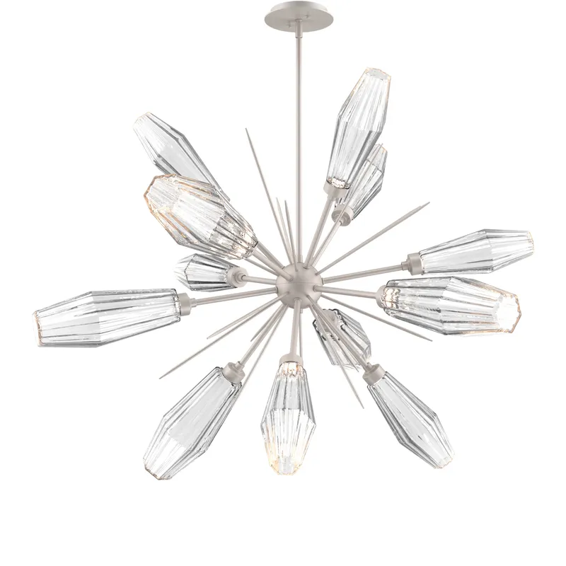 Aalto LED 37.7 inch Beige Silver Chandelier Ceiling Light in Metallic Beige Silver, Optic Rib Clear, 2700K LED, Starburst