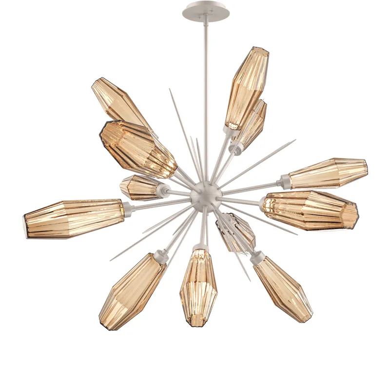 Aalto LED 37.7 inch Beige Silver Chandelier Ceiling Light in Optic Rib Bronze, Metallic Beige Silver, 2700K LED, Starburst