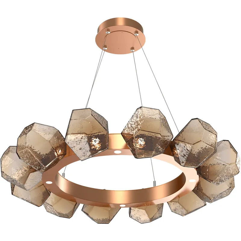 Gem LED 36 inch Novel Brass Chandelier Ceiling Light in Bronze, 2700K LED, Radial Ring