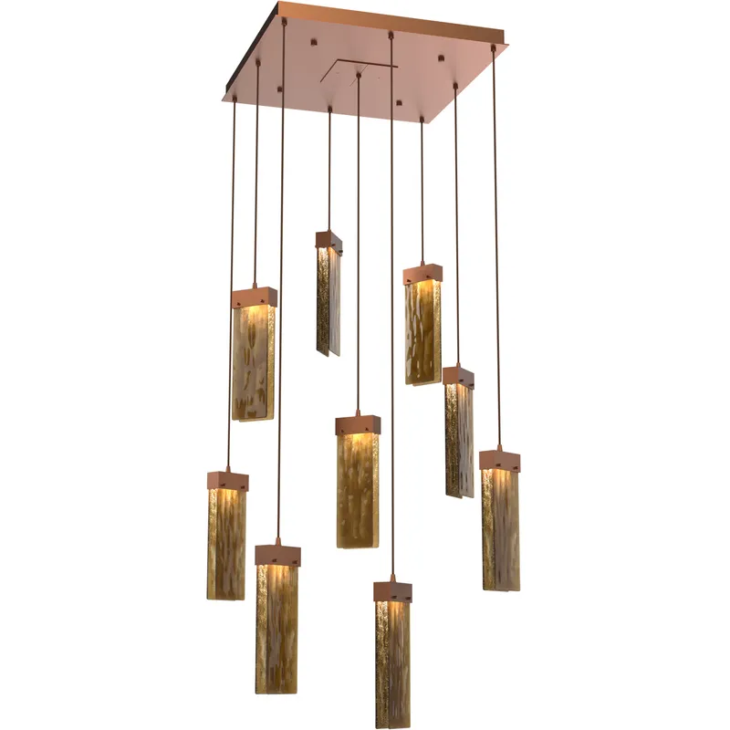 Parallel LED 26 inch Burnished Bronze Chandelier Ceiling Light in 3000K LED, Bronze Granite, Square Multi-Port