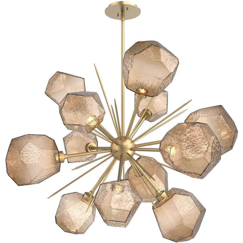Gem LED 38.4 inch Gilded Brass Chandelier Ceiling Light in 3000K LED, Bronze, Starburst