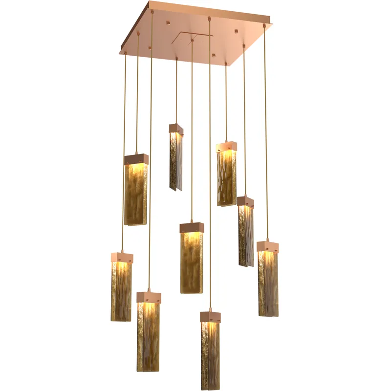 Parallel LED 26 inch Novel Brass Chandelier Ceiling Light in 3000K LED, Bronze Granite, Square Multi-Port