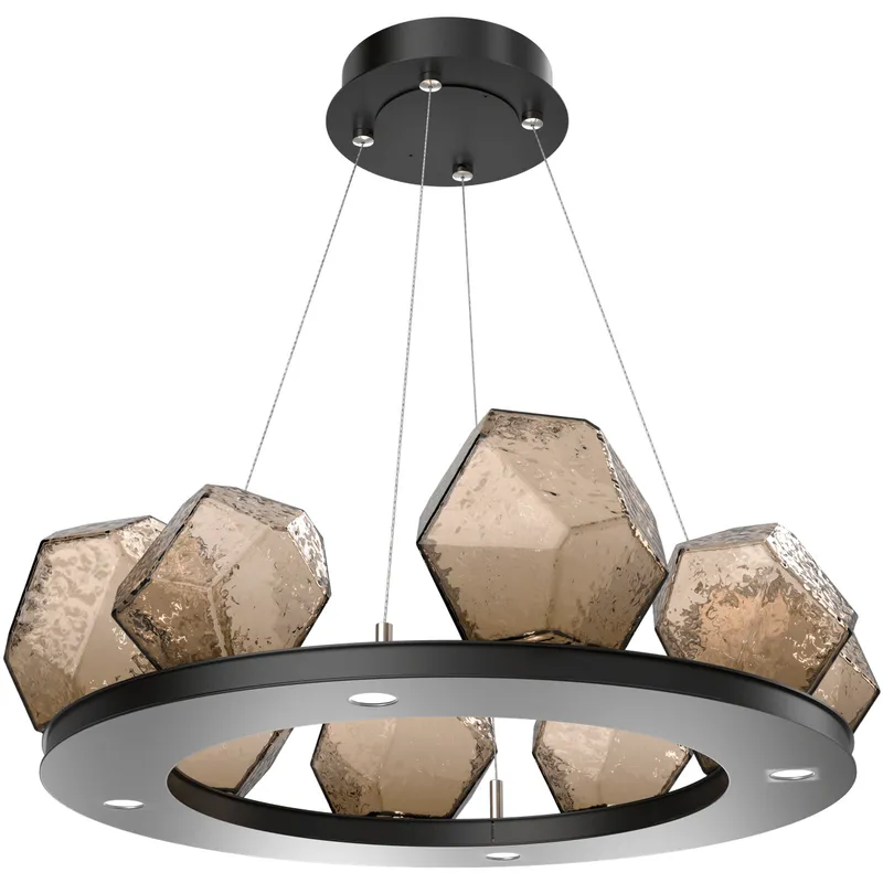 Gem LED 27.4 inch Matte Black Chandelier Ceiling Light in Bronze, 2700K LED, Ring