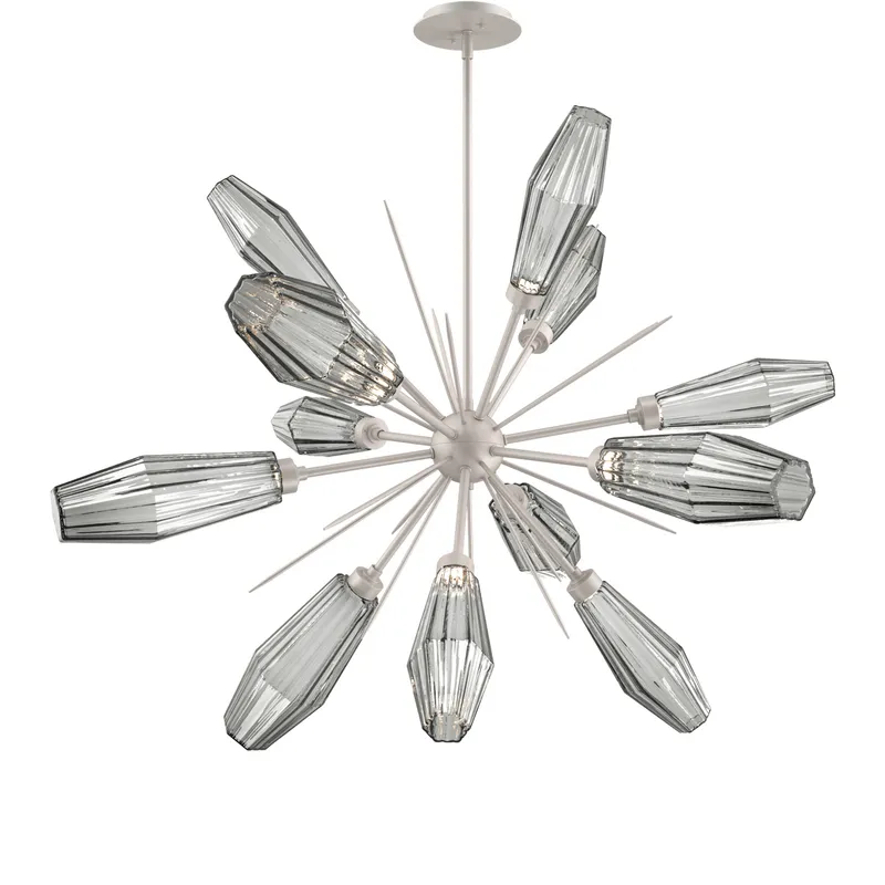 Aalto LED 37.7 inch Beige Silver Chandelier Ceiling Light in Optic Rib Smoke, Metallic Beige Silver, 2700K LED, Starburst