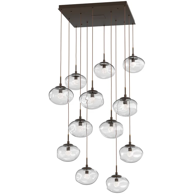 Nova LED LED Flat Bronze Chandelier Ceiling Light, Square Multi-Port