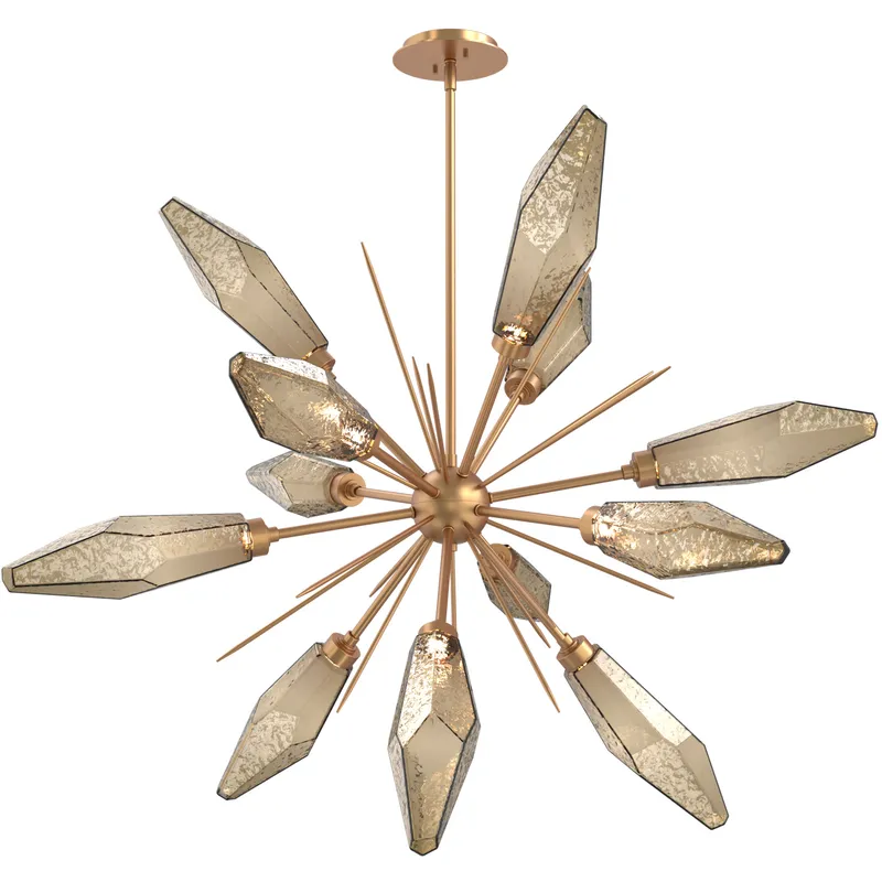 Rock Crystal LED 38.1 inch Novel Brass Chandelier Ceiling Light in Chilled Bronze, 2700K LED, Starburst
