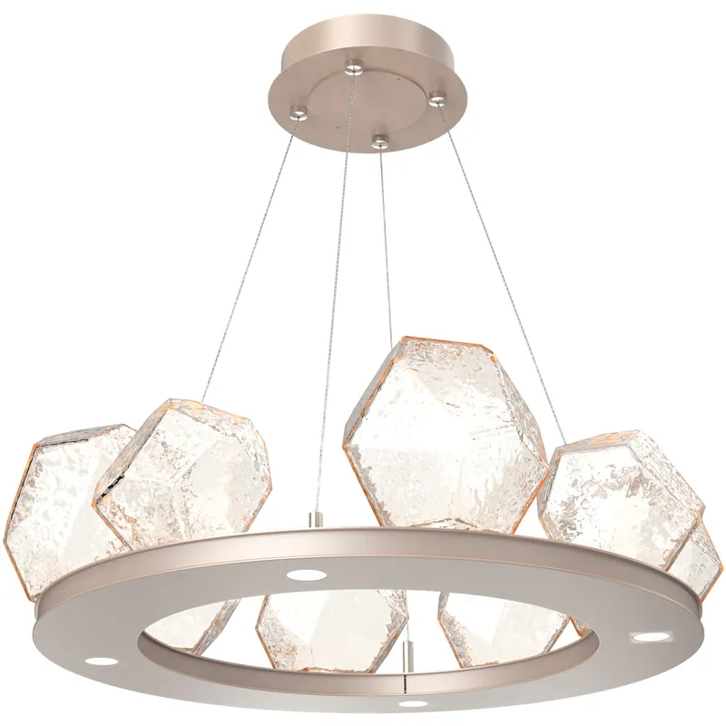 Gem LED 27.4 inch Beige Silver Chandelier Ceiling Light in Metallic Beige Silver, Amber, 2700K LED, Ring