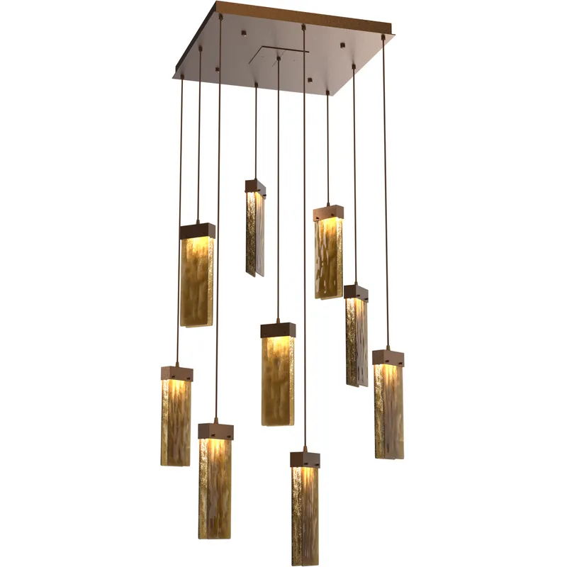Parallel LED 26 inch Flat Bronze Chandelier Ceiling Light in Bronze Granite, 2700K LED, Square Multi-Port