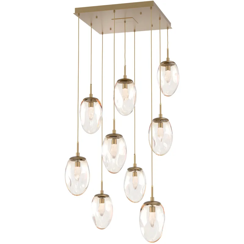 Meteo LED LED Gilded Brass Chandelier Ceiling Light, Square Multi-Port