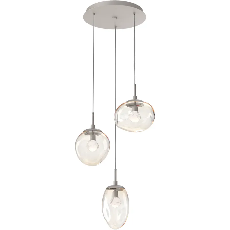 Cosmos LED LED 22.3 inch Beige Silver Chandelier Ceiling Light in Metallic Beige Silver, Clear Zircon Inner with Amber Cosmos Outer, 2700K LED, Round Multi-Port