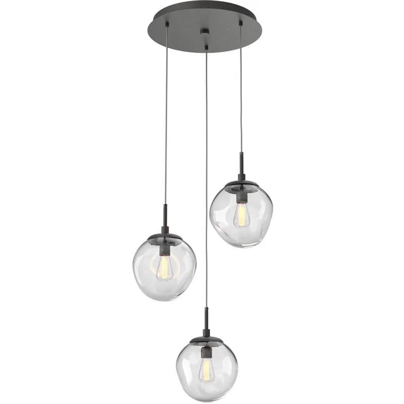 Aster Incandescent 3 Light Graphite Chandelier Ceiling Light, Round Multi-Port