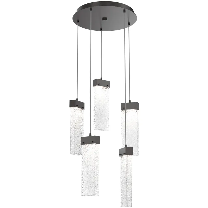Parallel LED 18.6 inch Graphite Chandelier Ceiling Light in 3000K LED, Clear Rimelight, Round Multi-Port