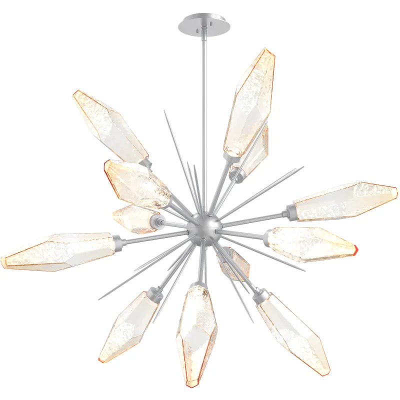 Rock Crystal LED 38.1 inch Classic Silver Chandelier Ceiling Light in Chilled Amber, 2700K LED, Starburst
