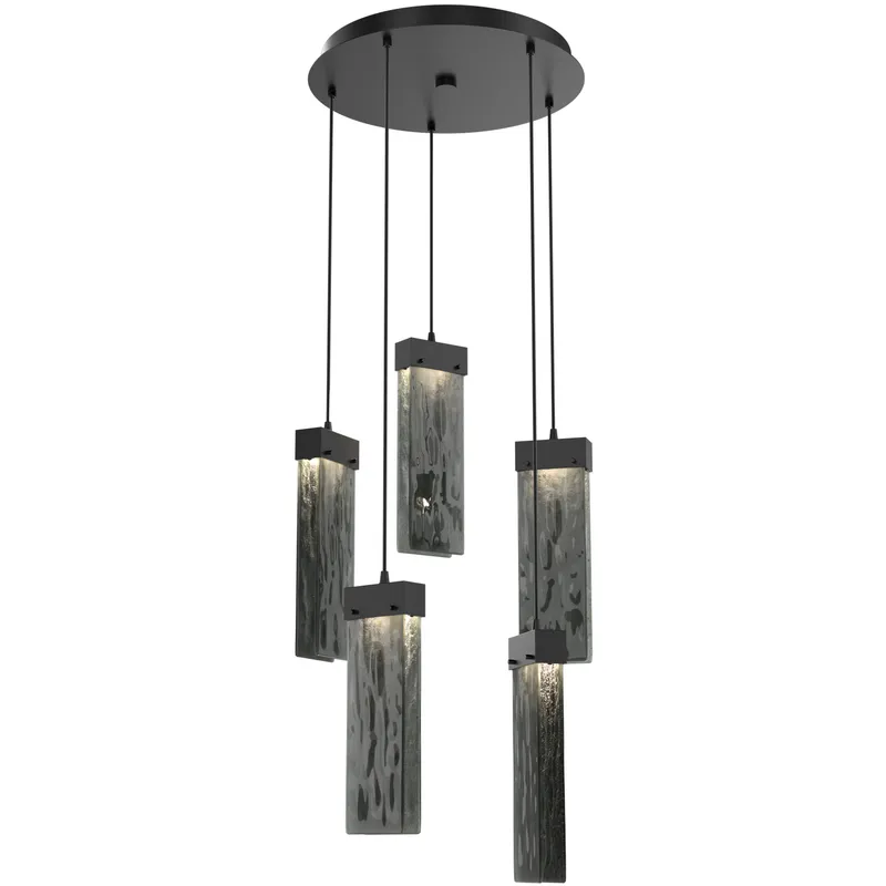 Parallel LED 18.6 inch Matte Black Chandelier Ceiling Light in 3000K LED, Smoke Granite, Round Multi-Port