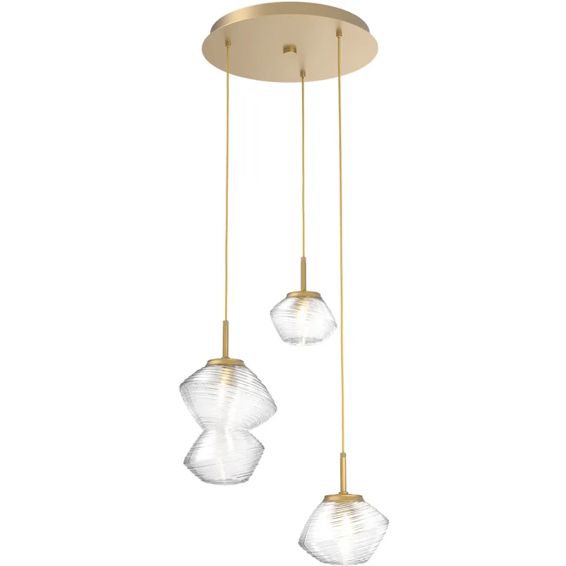 Mesa LED Gilded Brass Chandelier Ceiling Light, Multi-Port Round