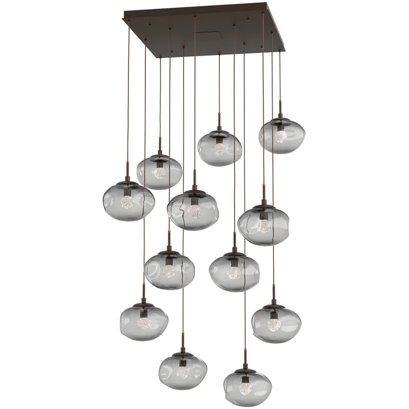 Nova LED LED Flat Bronze Chandelier Ceiling Light, Square Multi-Port